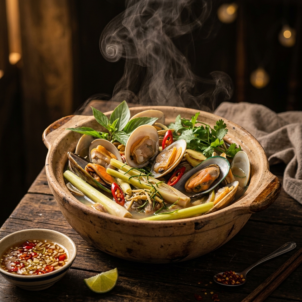 Nghêu sò hấp sả / 香茅蒸贝类