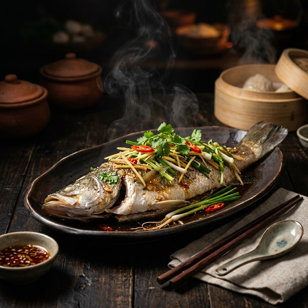 Cá hấp xì dầu / 酱油清蒸鱼